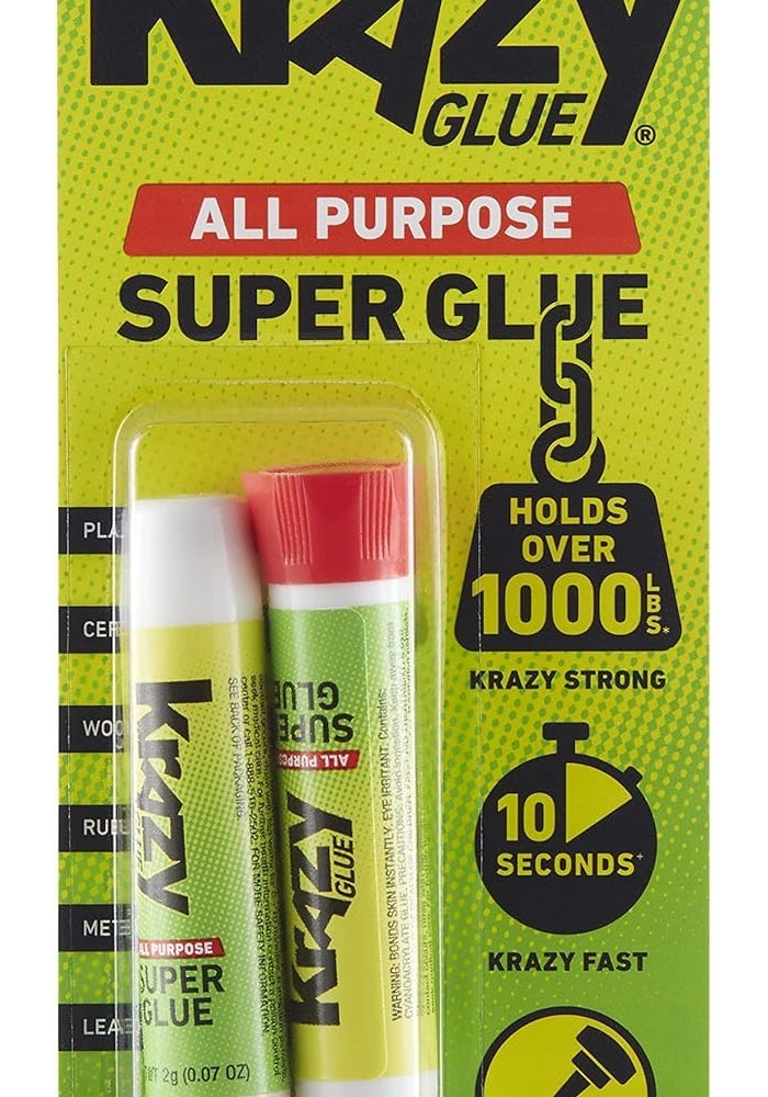 Krazy Glue All Purpose Super Glue with Precision Tip - 2 Grams, 2 Count - Image 1